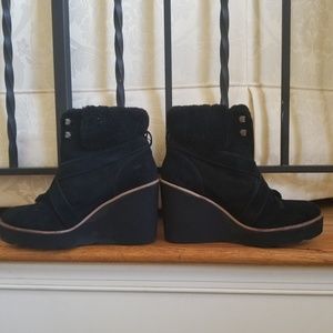 Coach Black Ankle Boots with Wedge Heel